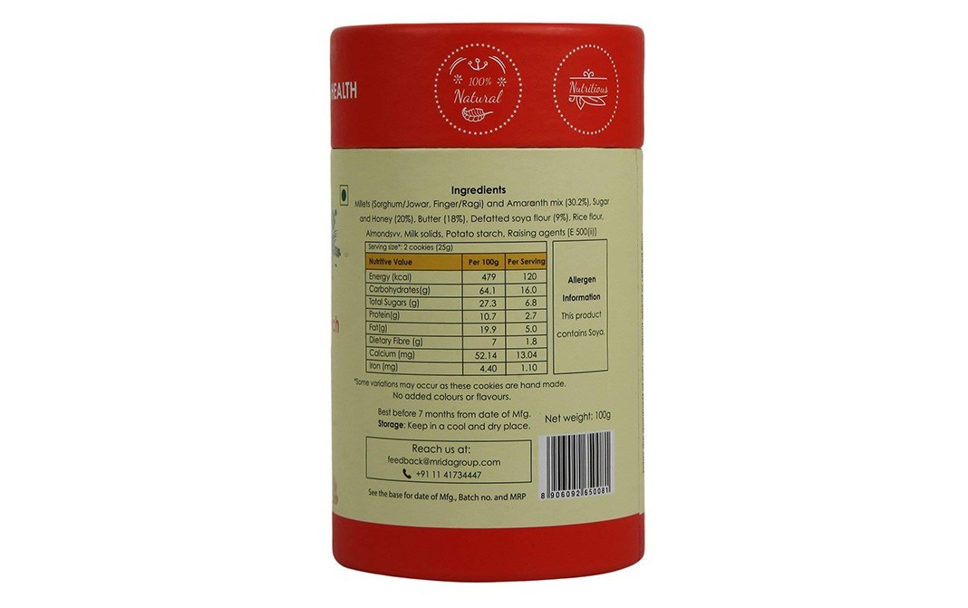 Earthspired Honey Almond Crunch, Healthy Multigrain Cookies   Jar  100 grams